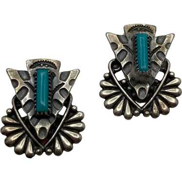 Vintage Southwestern Style Sterling Silver and Tu… - image 1