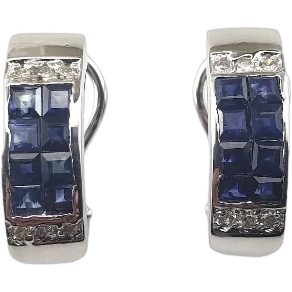 Vintage 14 Karat White Gold Diamond and Sapphire … - image 1