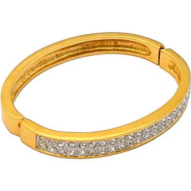 Gold Tone Rhinestone Clamper Bangle Bracelet