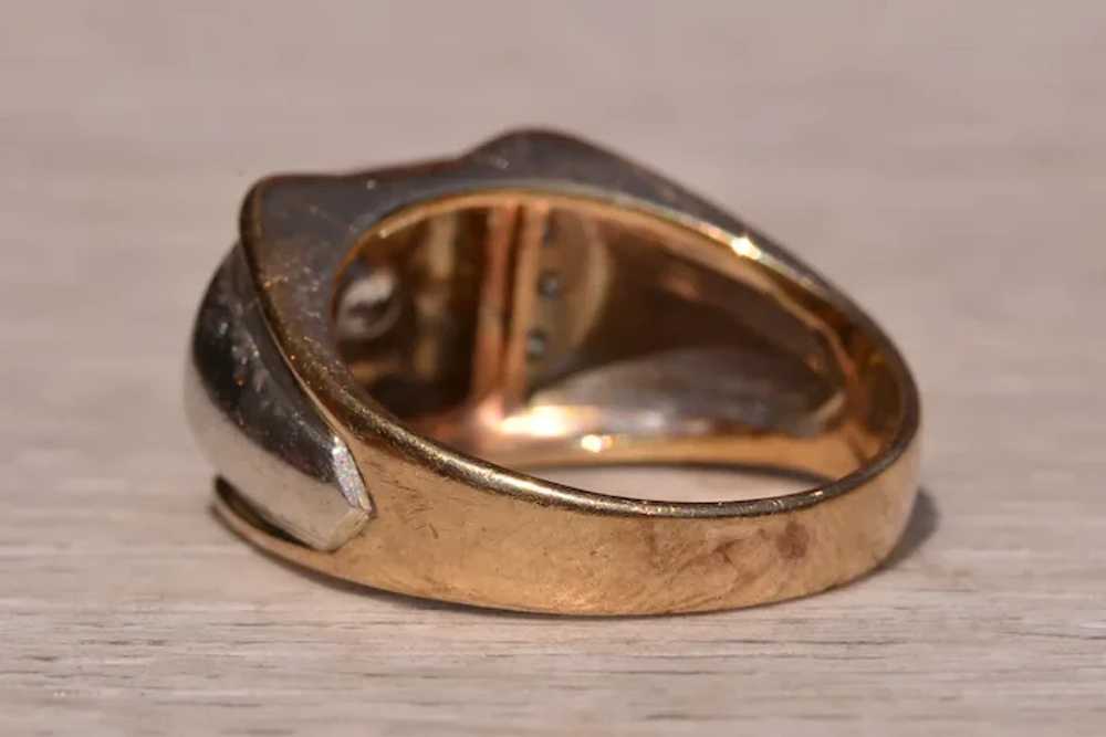 Vintage Gentleman's Diamond Ring in Yellow and Wh… - image 3