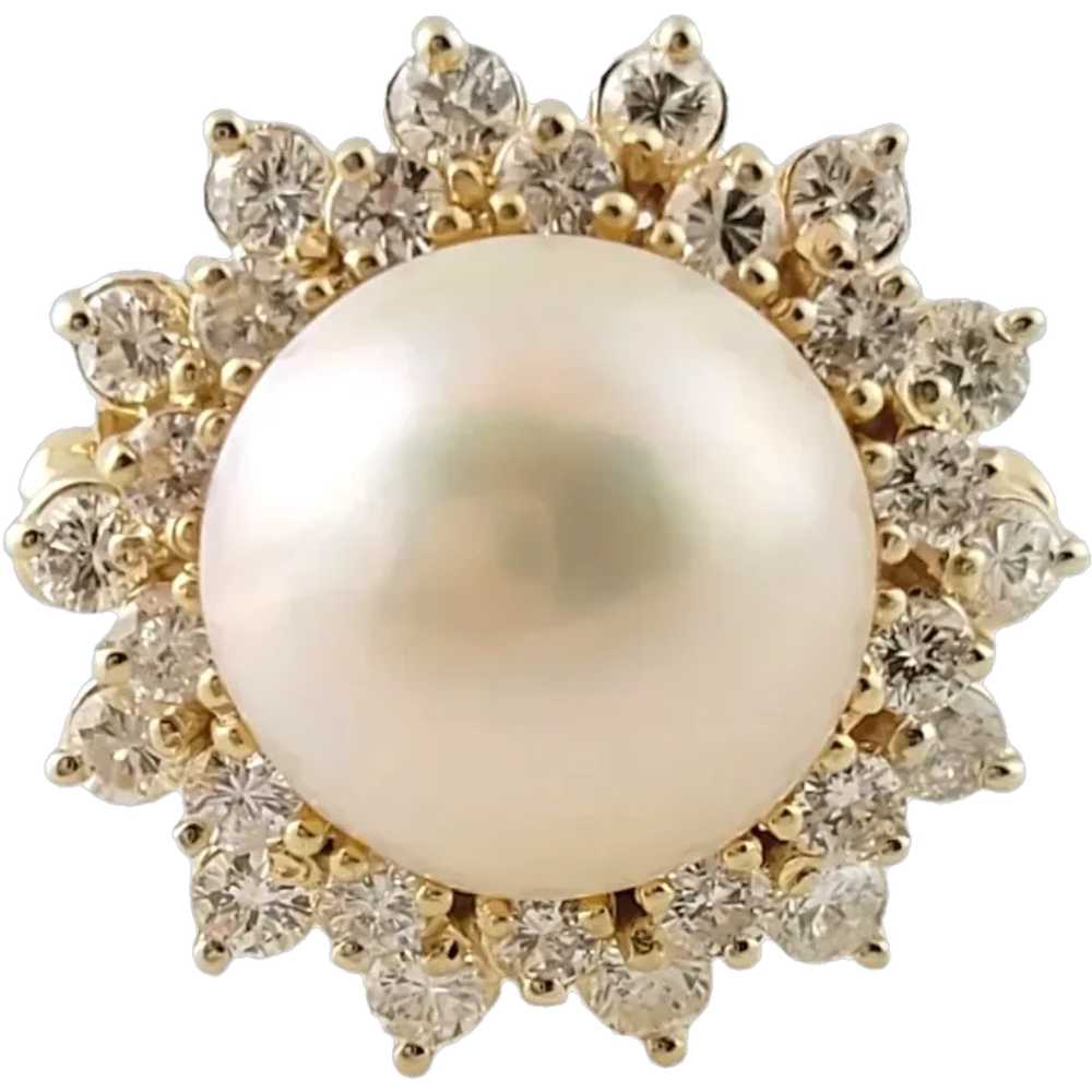 Vintage 14 Karat Yellow Gold Cultured Mabe Pearl … - image 1