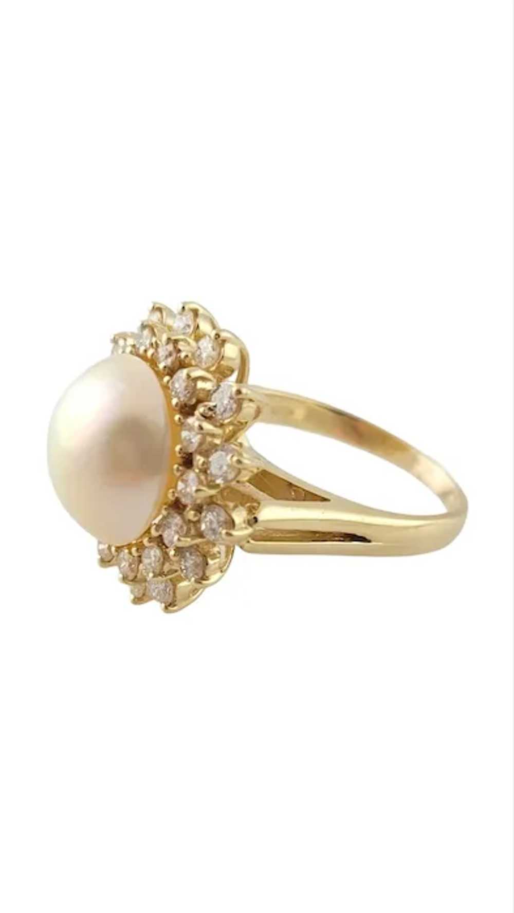 Vintage 14 Karat Yellow Gold Cultured Mabe Pearl … - image 2