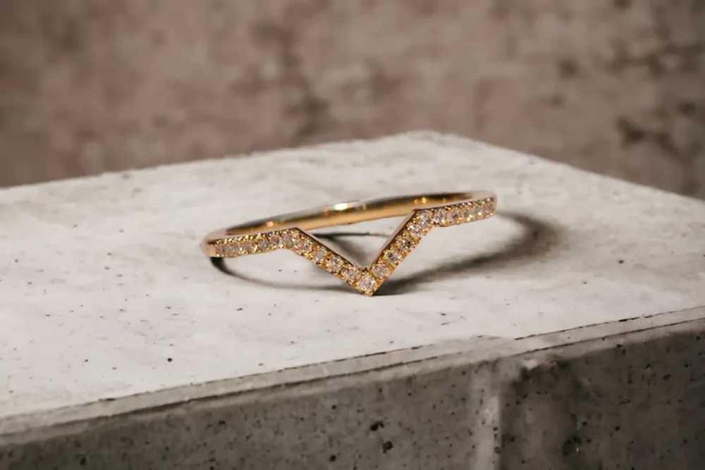 Yellow Gold Diamond Chevron Band - image 10