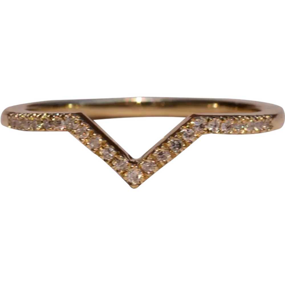 Yellow Gold Diamond Chevron Band - image 1