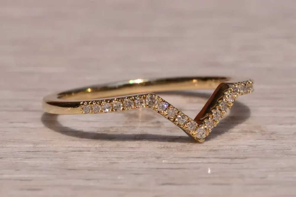 Yellow Gold Diamond Chevron Band - image 5