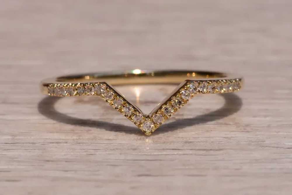 Yellow Gold Diamond Chevron Band - image 6