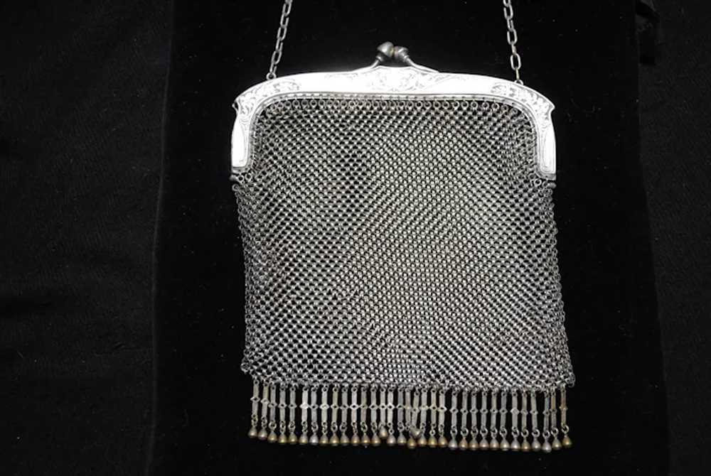 German G. Silver Mesh / Chainmail Purse with Flor… - image 6