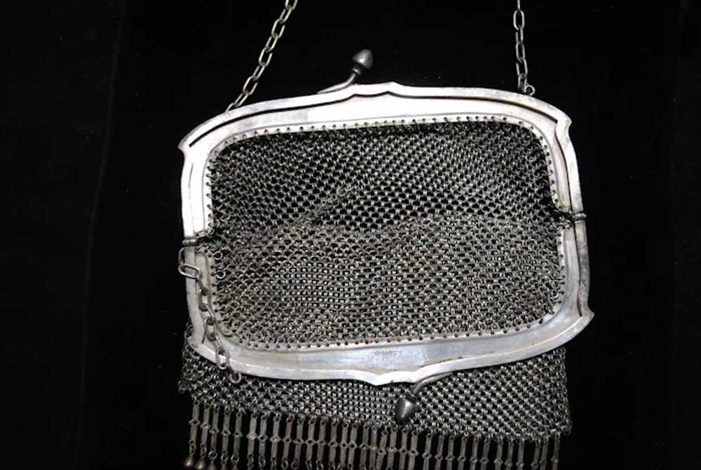 German G. Silver Mesh / Chainmail Purse with Flor… - image 8