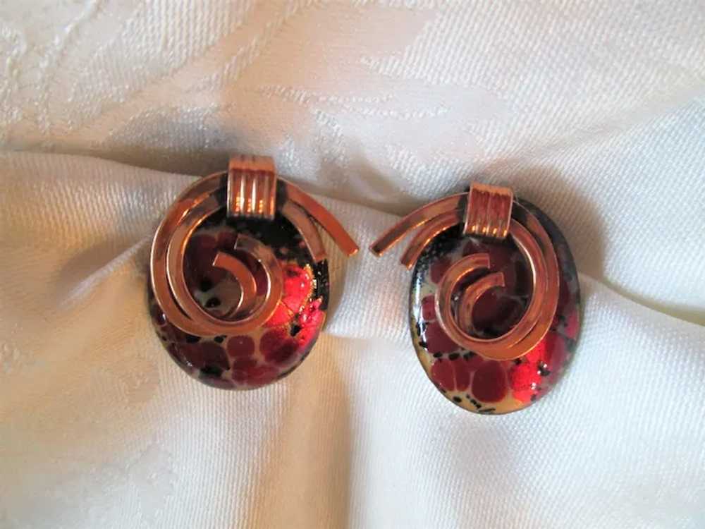 Matisse "Twosome" Red Enamel Earrings - image 2