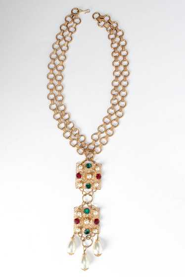 Jeweled Filigree Pendant Necklace