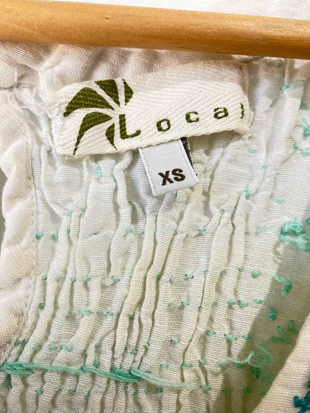 Local Brand White w Green Embroidery Dress - image 5