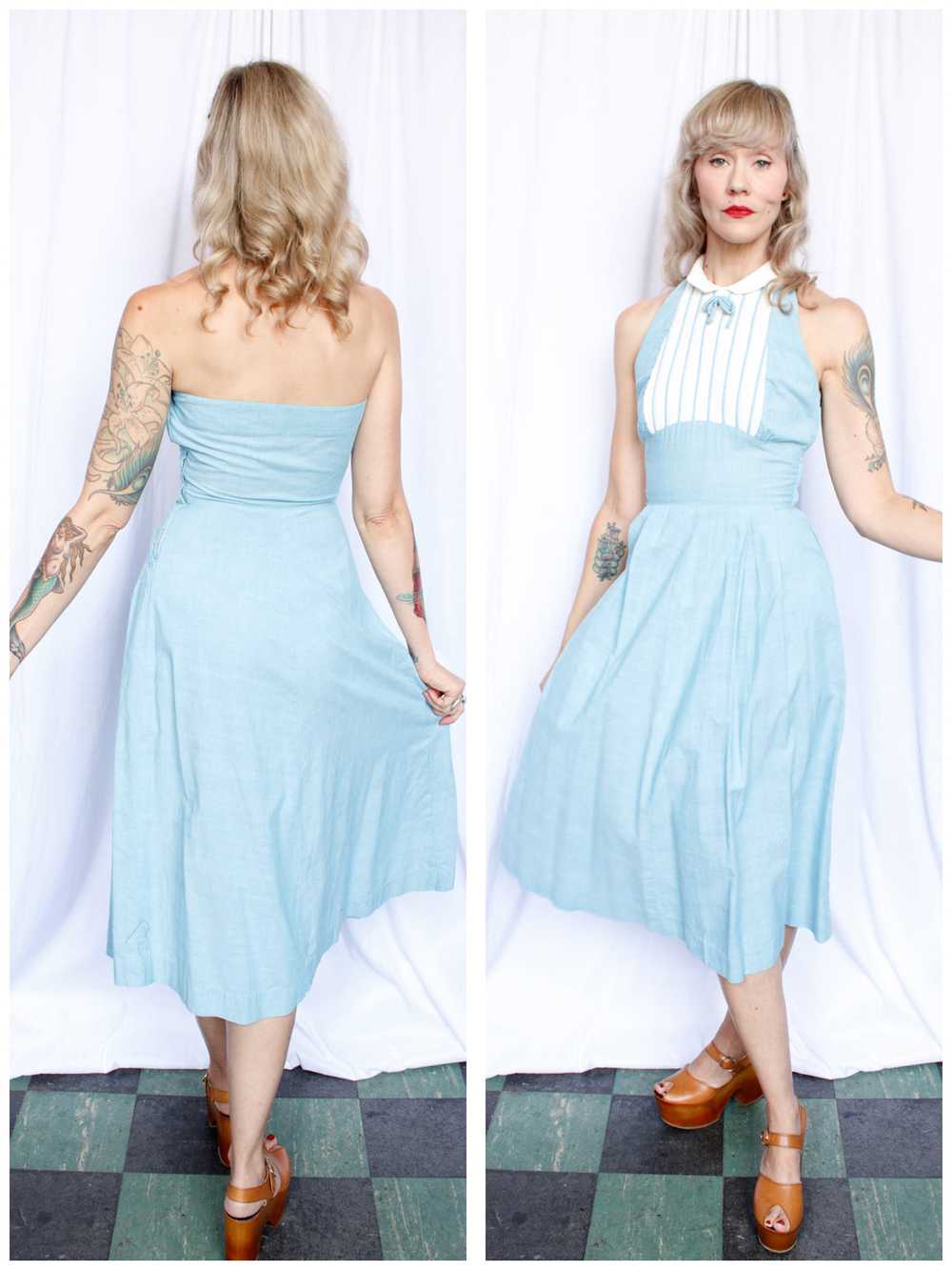 1950s Tuxedo Halter Dress - Small - image 2