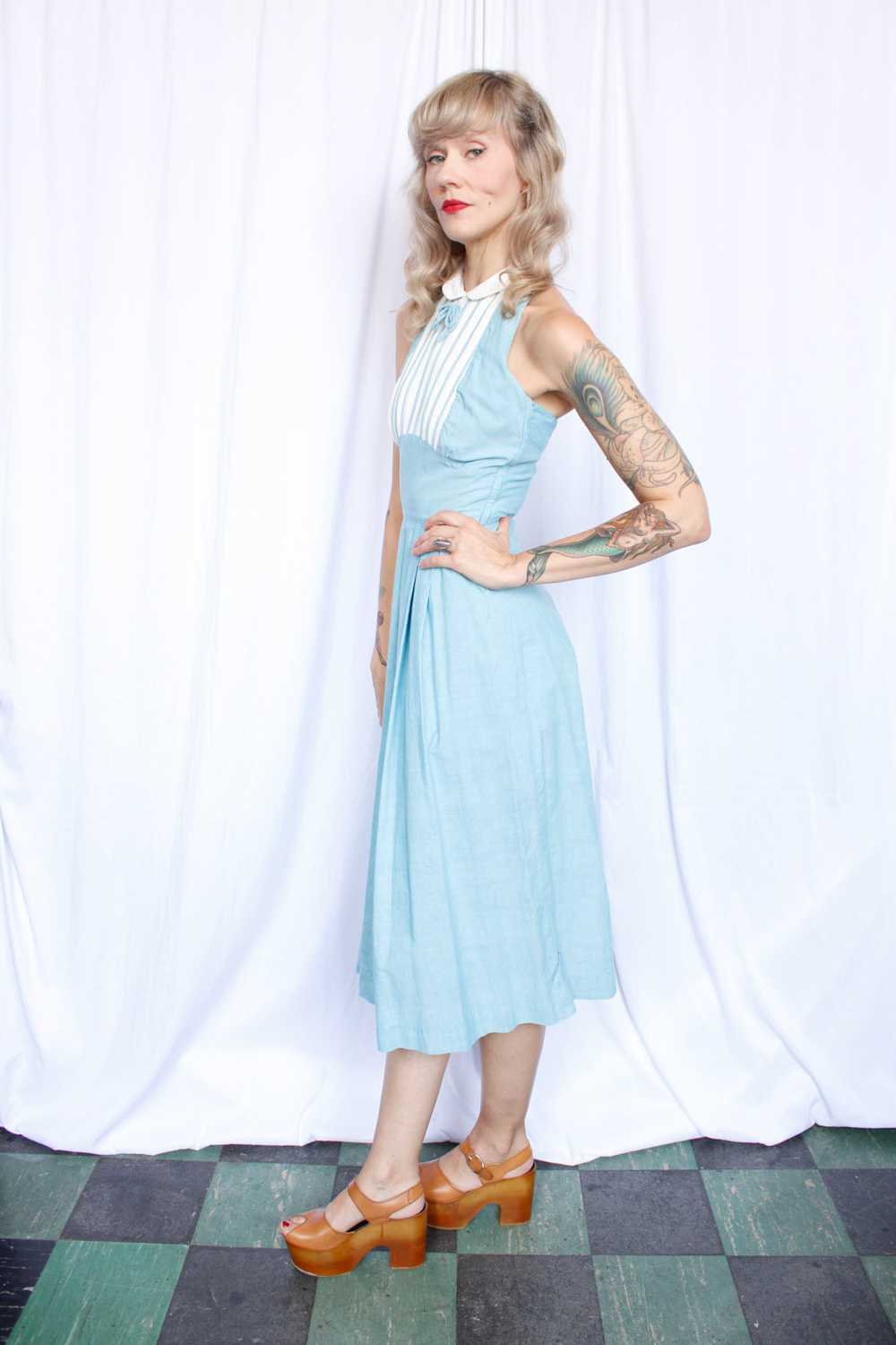 1950s Tuxedo Halter Dress - Small - image 6