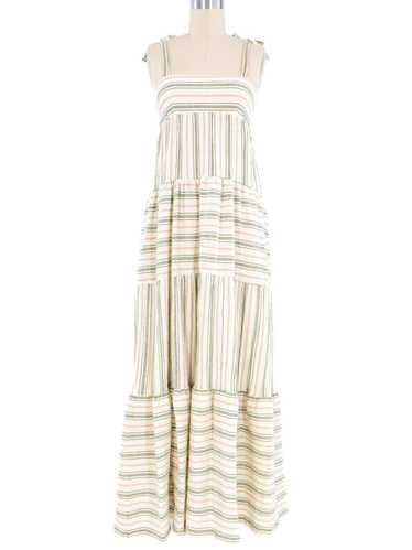 Striped Cotton Gauze Tiered Maxi Dress