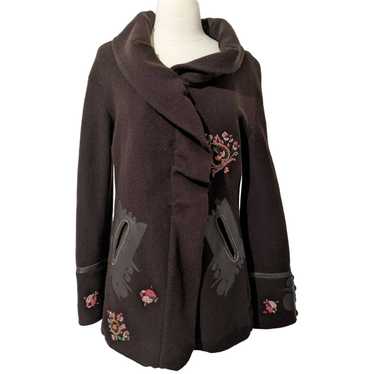 Kenzo L large Kenzo wool coat floral embroidery Le