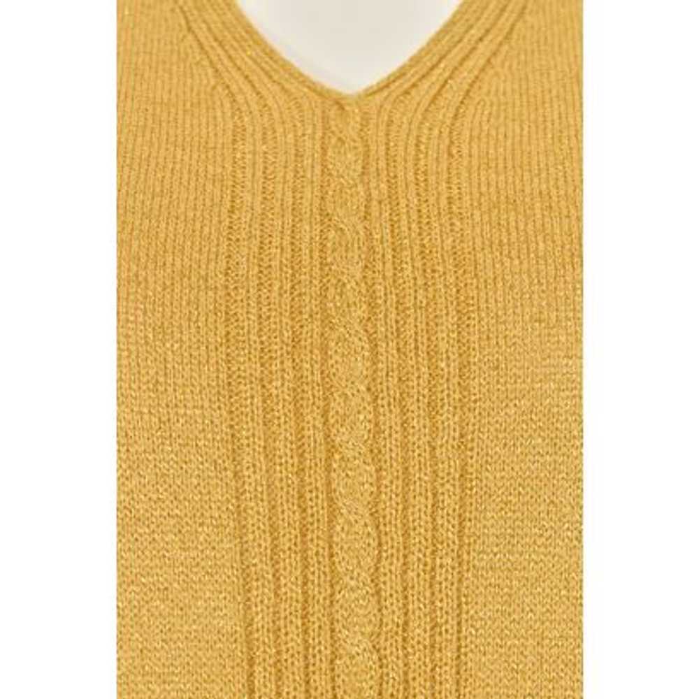 St. John Knits Cable Knit V-Neck Top in Gold Shim… - image 2