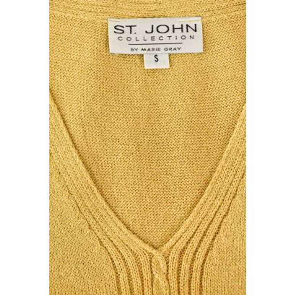 St. John Knits Cable Knit V-Neck Top in Gold Shim… - image 6