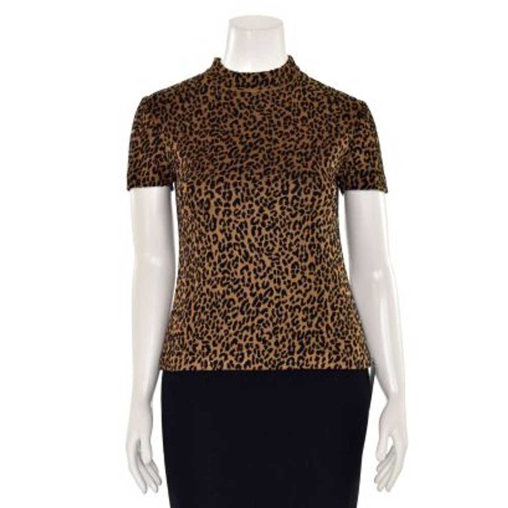 St. John Knits Leopard Print Mock Neck Top - image 1