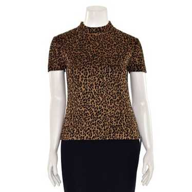 St. John Knits Leopard Print Mock Neck Top - image 1