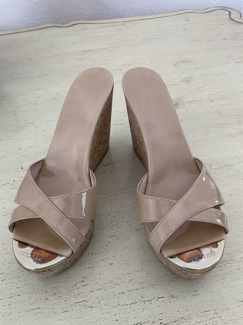 Jimmy Choo Patent Pandora Cork Wedge Sandals - image 2