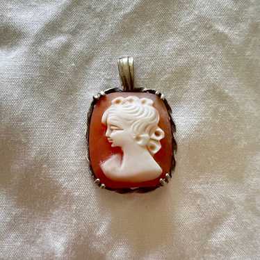 Antique Vintage Antique Cameo Pendant Italian Bac… - image 1