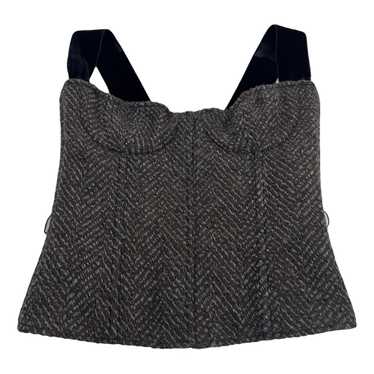 Louis Vuitton Linen Tweed Corset Top with Illusion Neckline
