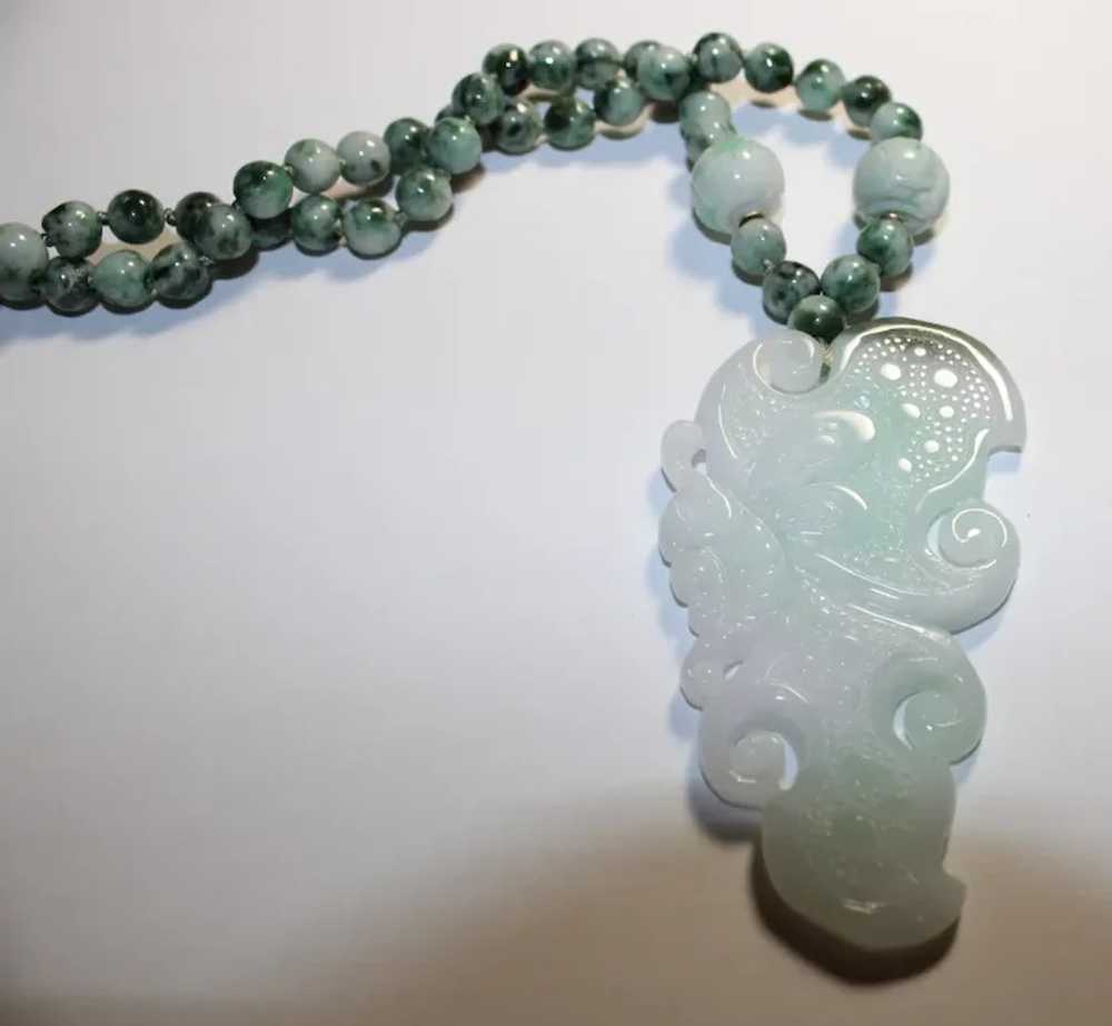 Apple Green Hand Carved Jade Butterfly Necklace - image 10