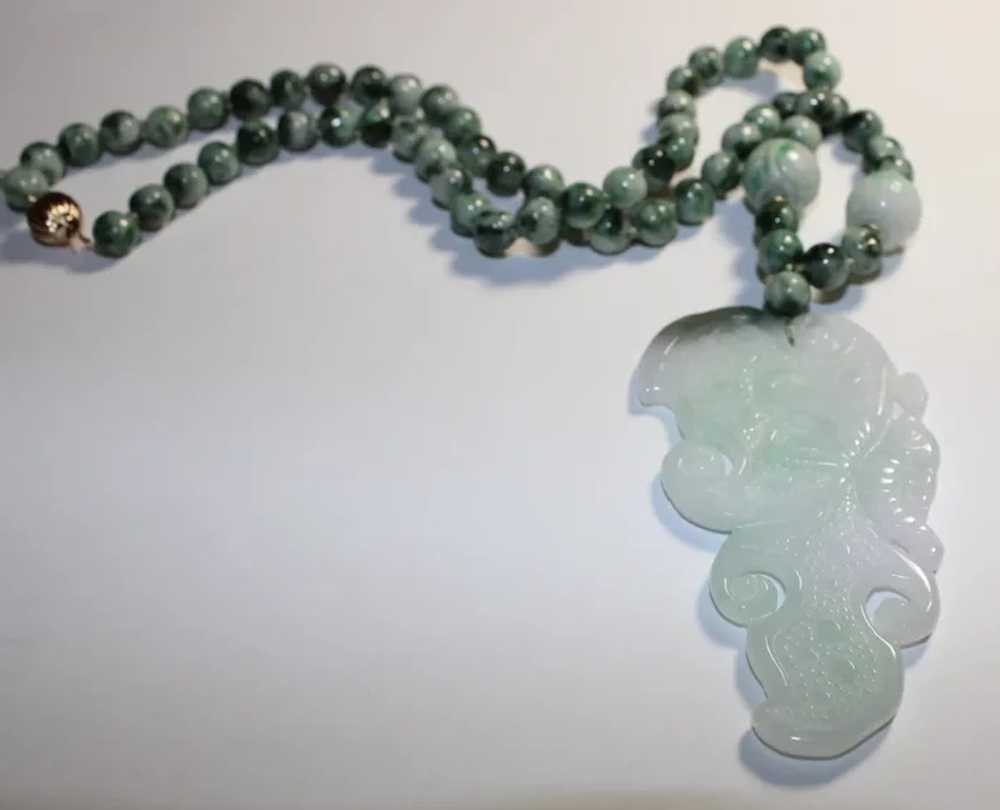 Apple Green Hand Carved Jade Butterfly Necklace - image 11