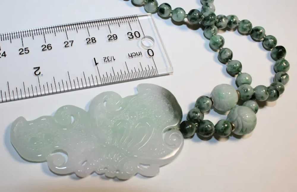 Apple Green Hand Carved Jade Butterfly Necklace - image 4