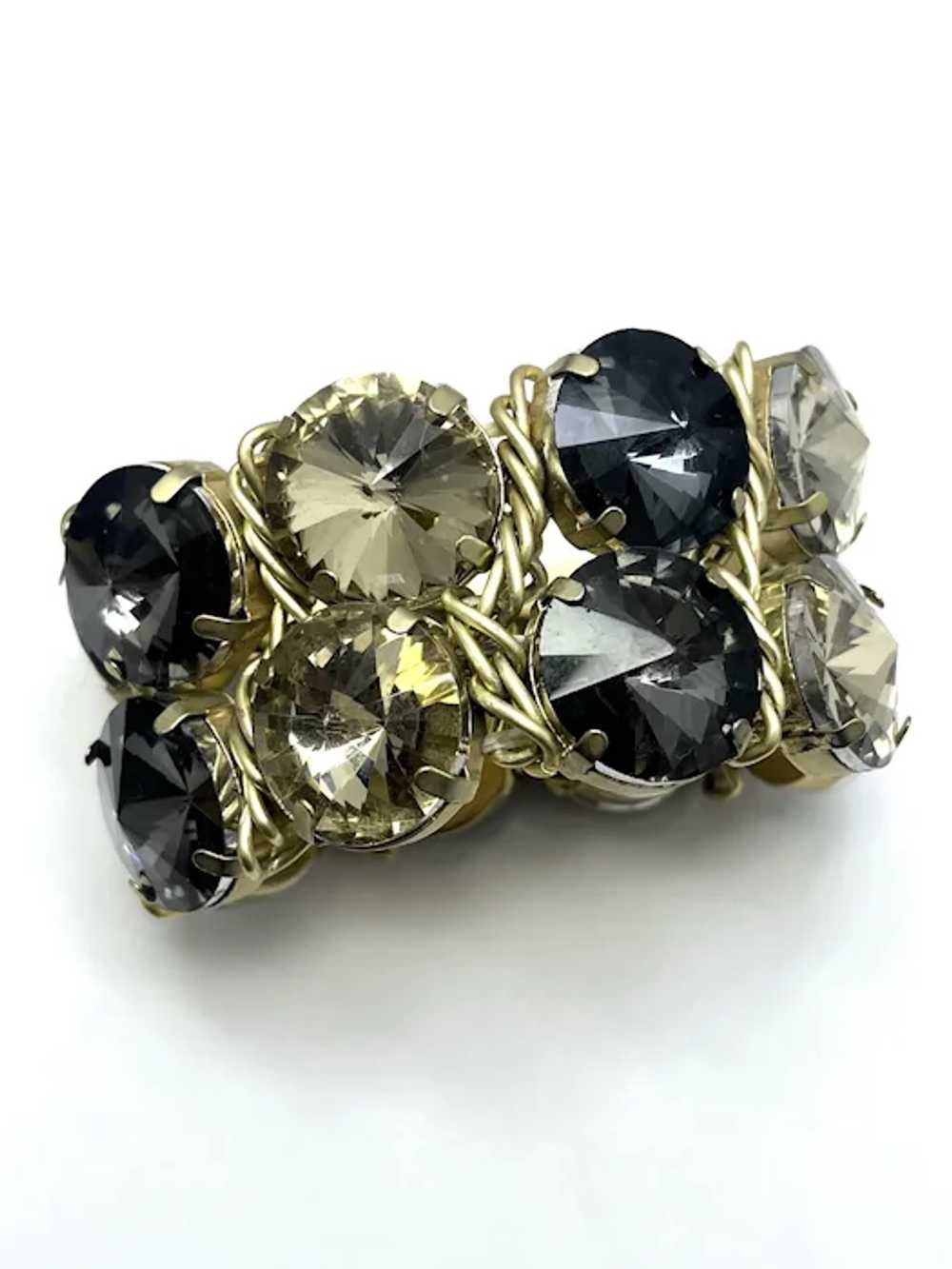 Vintage Rhinestone Jeweled Stretch Bracelet - image 2