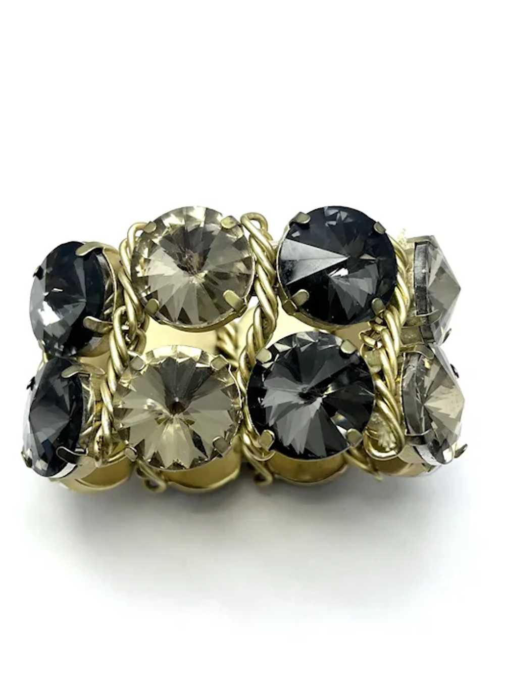 Vintage Rhinestone Jeweled Stretch Bracelet - image 3