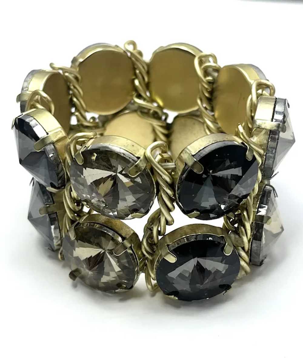 Vintage Rhinestone Jeweled Stretch Bracelet - image 4
