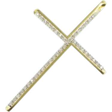 18K 0.40 Ctw Diamond Encrusted Cross Christian Pen