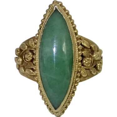 Ring ; Jadeite Jade & 22K , Vintage Chinese - image 1