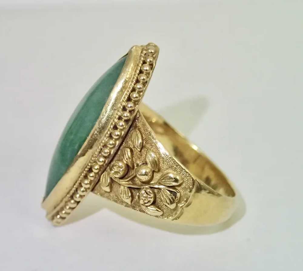 Ring ; Jadeite Jade & 22K , Vintage Chinese - image 2