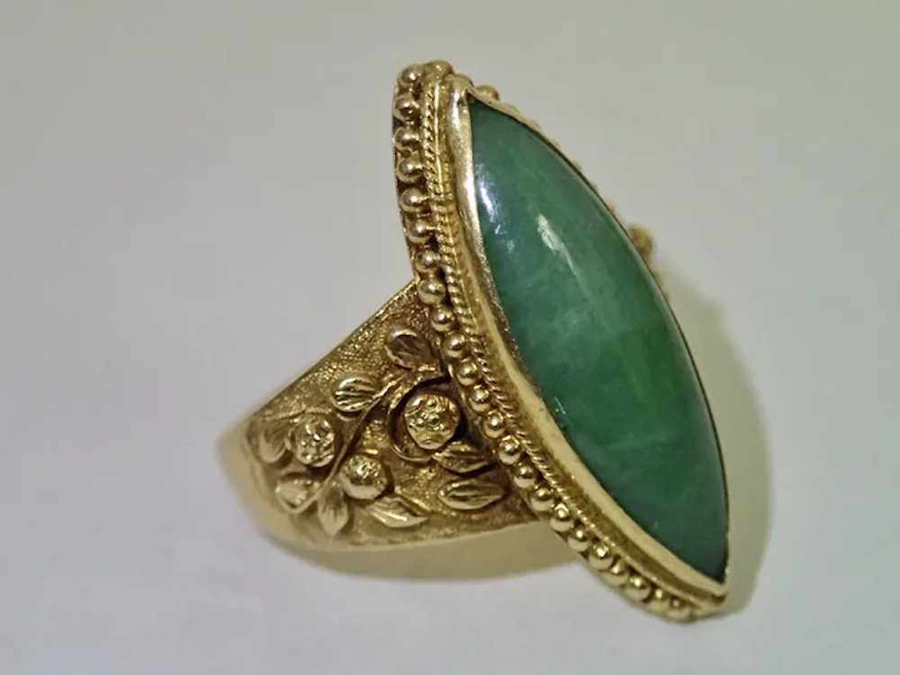 Ring ; Jadeite Jade & 22K , Vintage Chinese - image 4