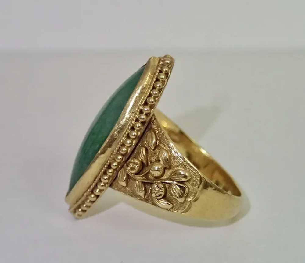 Ring ; Jadeite Jade & 22K , Vintage Chinese - image 5