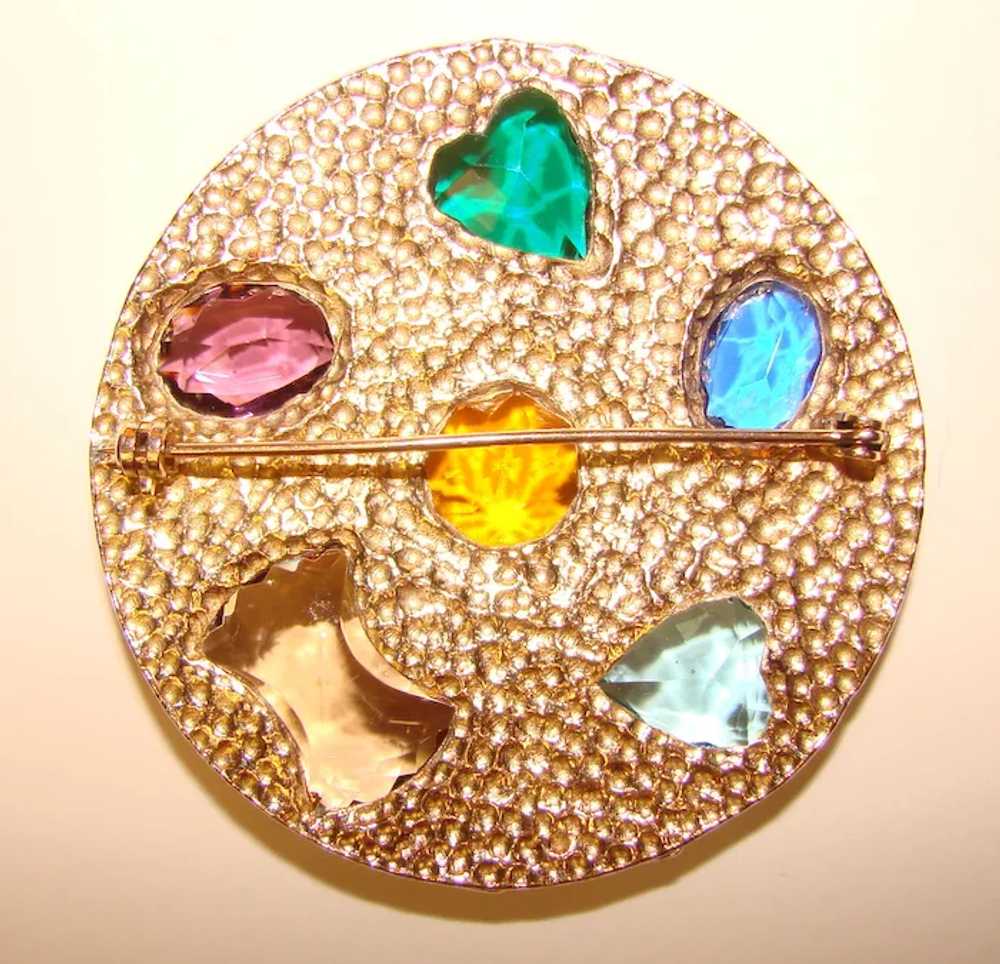 Fabulous Unusual GLASS Stones Vintage Brooch - image 2