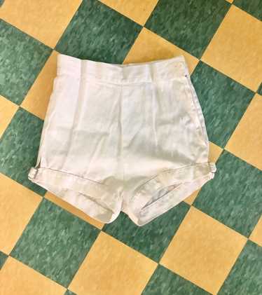 1950s White Twill Shorts by Johnston