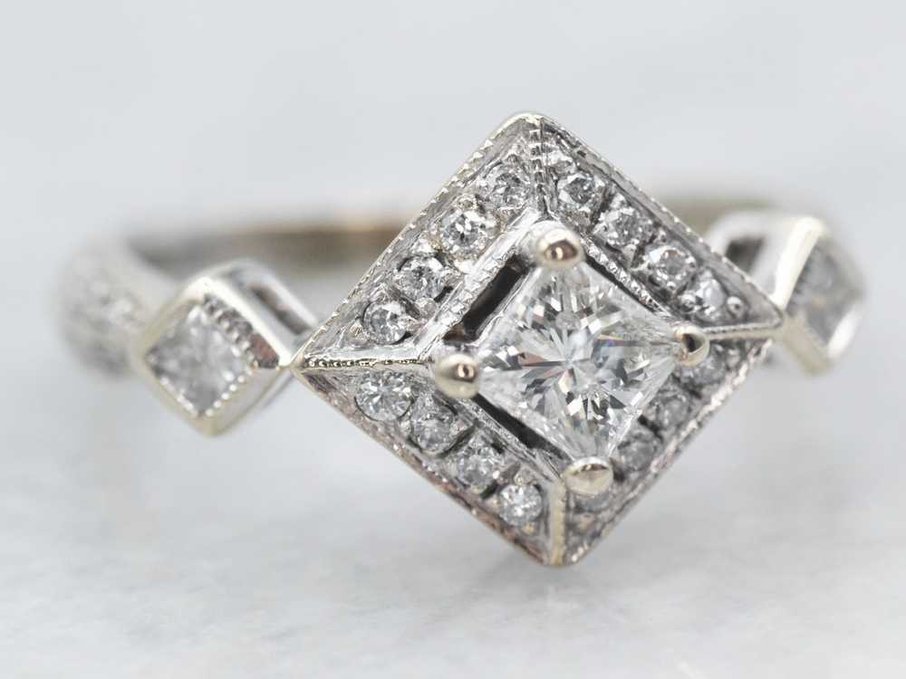 Modern Princess-Cut Diamond Engagement Ring with … - image 2