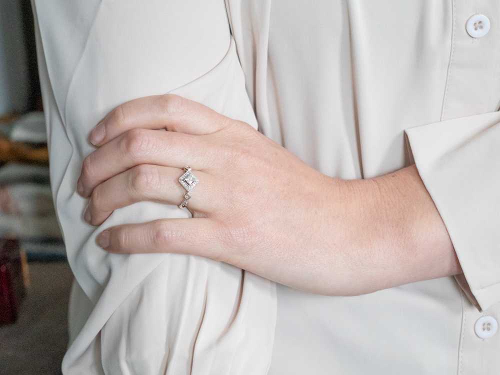 Modern Princess-Cut Diamond Engagement Ring with … - image 5