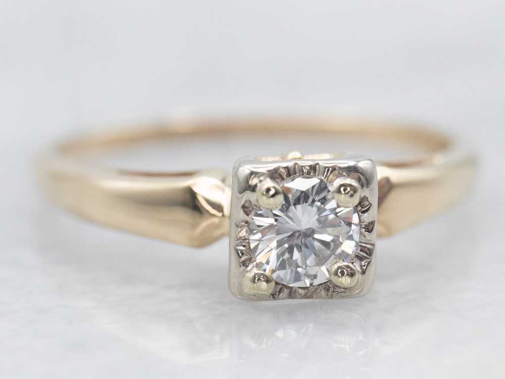 Two Tone Diamond Solitaire Engagement Ring - image 2