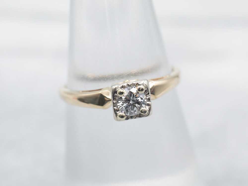 Two Tone Diamond Solitaire Engagement Ring - image 3