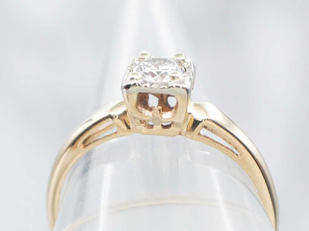 Two Tone Diamond Solitaire Engagement Ring - image 4