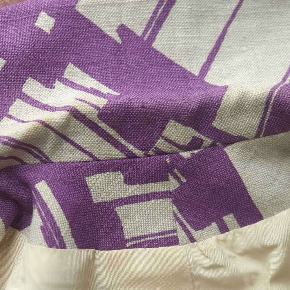 1960s purple crosshatch print linen coat - image 7