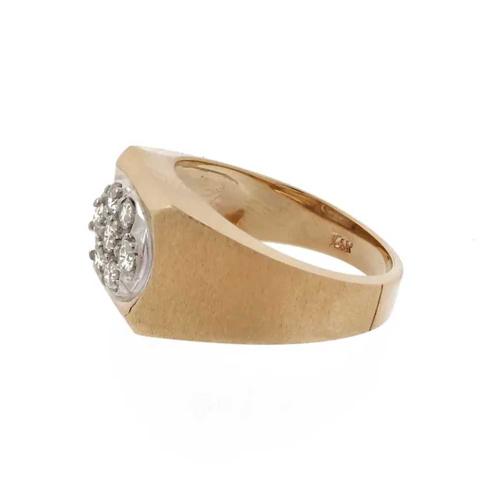 Men's Diamond Signet Ring 14K Two-Tone Gold Brush… - image 3
