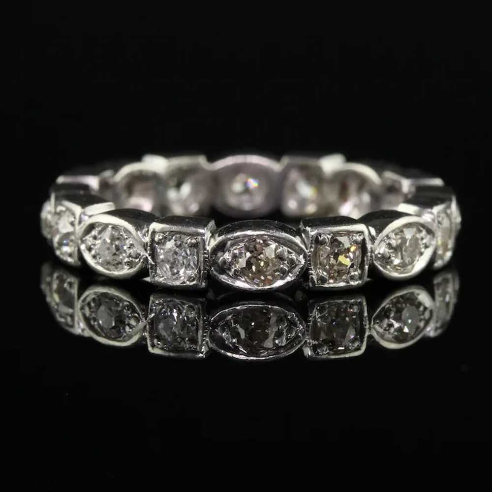 Antique Art Deco Platinum Old Mine Diamond Geomet… - image 3