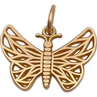 Butterfly Vintage Charm 14K Gold Three-Dimensional - image 1