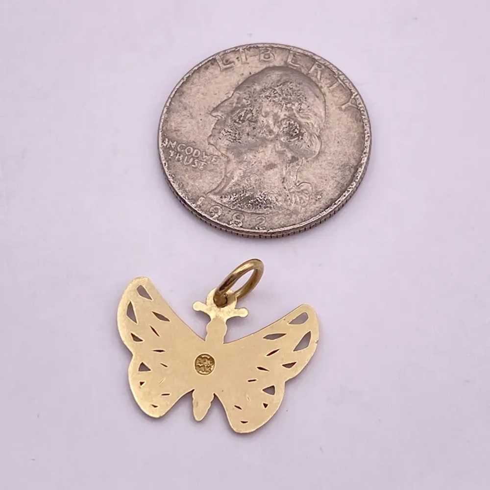 Butterfly Vintage Charm 14K Gold Three-Dimensional - image 2