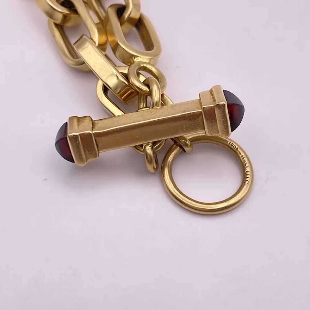 Chunky Oval Link Toggle Bracelet 14K Gold and Gar… - image 2